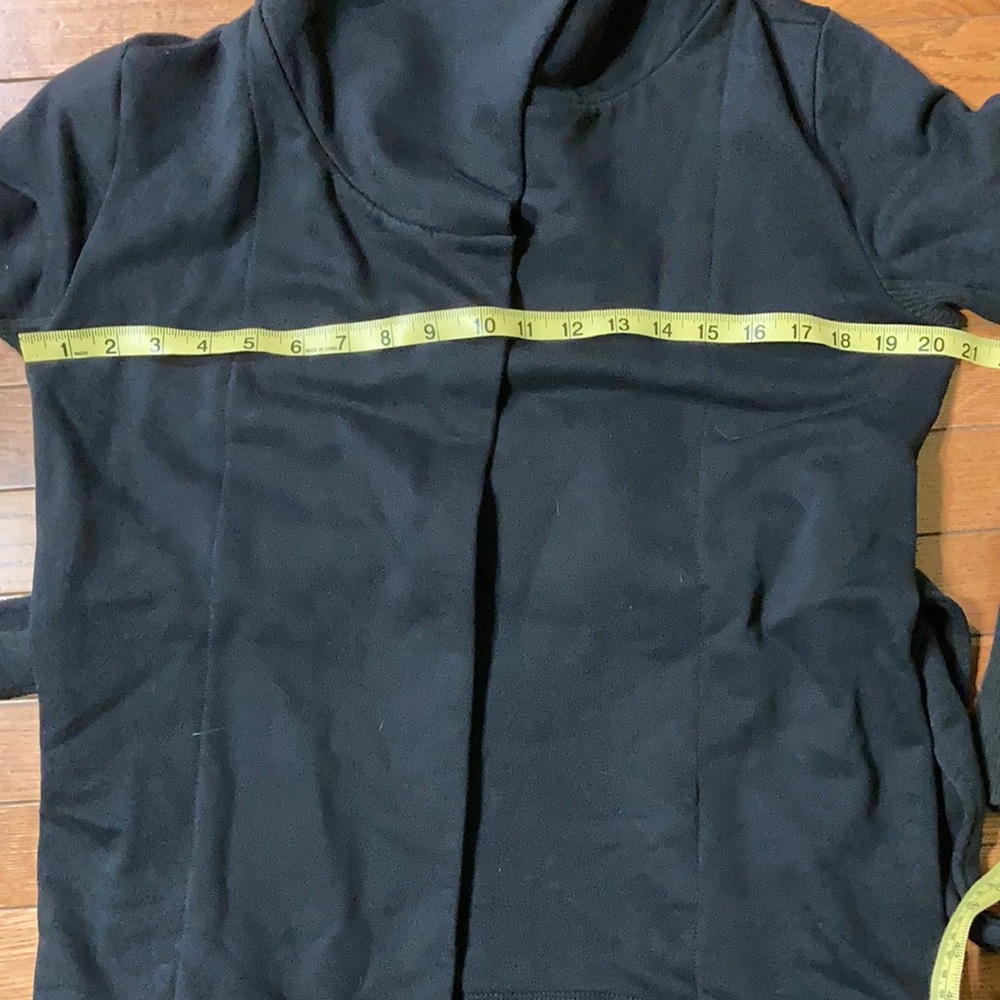 Black Hooded Wrap-Front Women's Top - Picture 7 of 7